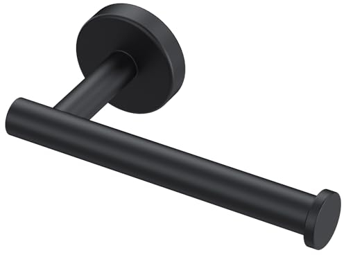 ONLYQIQIU Toilet Roll Holder SUS 304 Stainless Steel Toilet Paper Holder Black Wall Mounted Toilet Roll Holder for Bathroom and Kitchen, Waterproof Round Modern Style