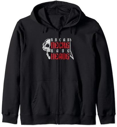 Break Necks Bang Heads | Heavy Metal | Metalhead Rocker Zip Hoodie