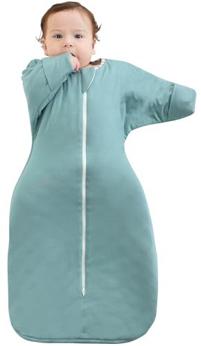 Aomloge PuppyPaws Baby-Schlafsack, 1,5 Tog, Wickeltuch mit langen Ärmeln und Fäustlingmanschetten, Bambus-Viskose, 9–15 Monate, tragbare Decke für Babys mit 2-Wege-Reißverschluss