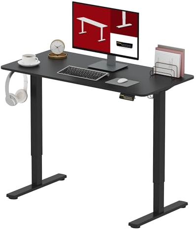 SANODESK Höhenverstellbarer Schreibtisch 120 x 60 cm Schreibtisch Höhenverstellbar Elektrisch Ergonomischer Steh-Sitz Tisch Computertisch für Heimbüro Homeoffice(schwarz)