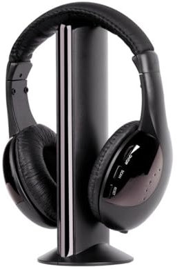 DEARBIRDER Wireless Stereo TV Headphones, Professional Black Monitoring Headphones Hi-Fi FM Radio Headphones - 5 in1 Wireless Over-Ear Headset