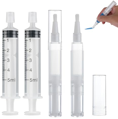 LANAFAY 2 pièces stylos de Peinture de Retouche de 5ml avec 2 pièces de Seringues de 5ml, Pinceau Rechargeable, Brosse de Retouche pour Retouches Intérieures Les Fissures de Porte