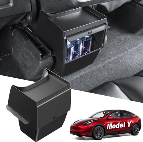KUNIST for Tesla Model Y 2024 Rear Center Console Organizer Backseat Storage Box 2nd Row Trash Can Under Seat Organizer Tissue Box for Tesla Model Y Accessories 2021-2024 (ONLY for Five-seater)