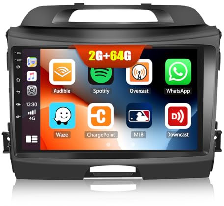 2G+64G CAMECHO Android 13 Autoradio per Kia Sportage 3 III SL 2010-2016 con Navi Carplay Android Auto,Autoradio Doppio Din con Schermo da 9 Pollici Bluetooth RDS/FM MirrorLink