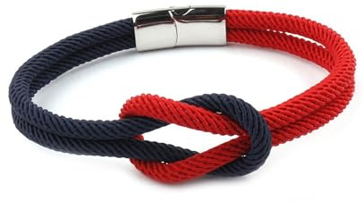 FYECMSA Peut contenir un bracelet à nœud tissé à la main, un bracelet à nœud en nylon, un bracelet de marin à corde à nœud (Silver buckle-X,20CM)