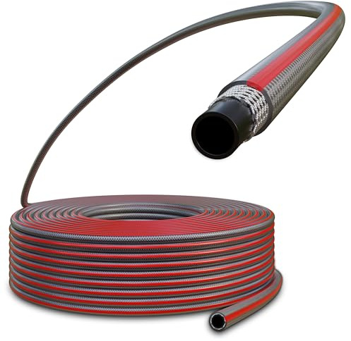 Poppstar PVC Gartenschlauch 50m, 19mm ID 23mm AD (3/4 Zoll), 3-lagig, Betriebsdruck max. 7 bar, flexibler Gartenwasserschlauch