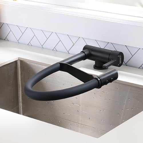 Vorfenster Küchenarmatur mit Brause Schwarz Dual-Modus Vorfenster Armatur Klappbar Einhebelmischer Küche Wasserhahn Flexibel Küche