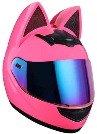 Motorradhelm mit Katzenohren, Integralhelme mit Visier, Motorcross-Helme, ECE-Zulassung, für Erwachsene, Männer und Frauen, Vier Jahreszeiten G,M54-56CM