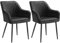 SONGMICS Esszimmerstuhl, 2er Set, Küchenstuhl, Sessel, Samt, Polsterstuhl mit Armlehnen, Loungesessel, bis 120 kg belastbar, Metallbeine, für Esszimmer, Küche, tintenschwarz LDC087B12
