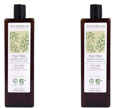 Phytorelax Laboratories Tea Tree Vegan Organic - Bagno Doccia - Lenitivo Dermoprotettivo, Rinfrescante - 500 Ml, 6022289 (Confezione da 2)