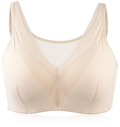 ONEFENG Mastektomie-BH mit Taschen,Damen Prothesen Spitzen Alltags Ohne Bügel BH für Brüste