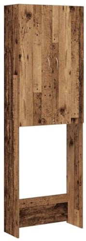 vidaXL Waschmaschinenschrank Altholz-Optik 64x25,5x190 cm, Waschmaschinenregal, Badezimmerregal, Waschraumschrank, Badezimmerschrank, Badezimmermöbel