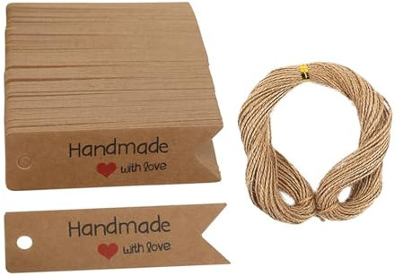 MagiDeal 100 x Geschenkanhänger, Verpackungsetiketten, DIY-Bastelprojekt im Retro-Design, Hängeetiketten aus Kraftpapier für Partys, Valentinstag, Thanksgiving, Braun