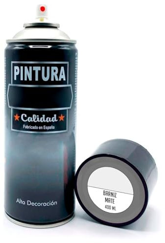 Tradineur - Bote de Pintura en Spray - Fabricado en España - Ideal para cualquier superficie, Madera, Metal, Cartón, Piedra o Cerámica - Capacidad de 400 ML - Barniz Mate