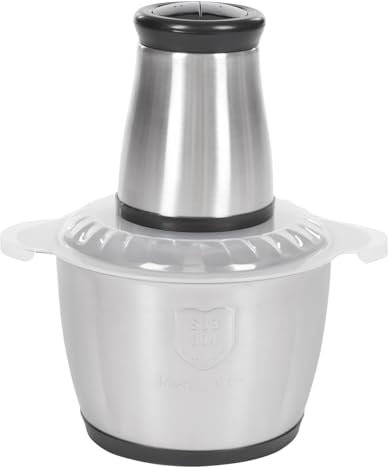 WindWilder Zerkleinerer Küche Elektrisch, 3L Edelstahl Fleischwolf 300W 1000RPM Multizerkleinerer Elektrischer Mit 2 Geschwindigkeitsstufen für Fleisch/Zwiebeln/Babynahrung/Obst & Gemüse, Silber