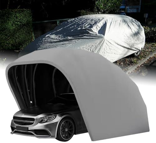 yjnhxns Mobiler Carport, tragbare, Faltbare, einziehbare Automarkise, einziehbarer Carport aus Edelstahl, halbautomatisches, langlebiges Parkdach