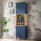 Komodee Schrank Fondi mit Weinregal – 2-türig, blau-Holz, skandinavischer Stil, 173x35x46 cm