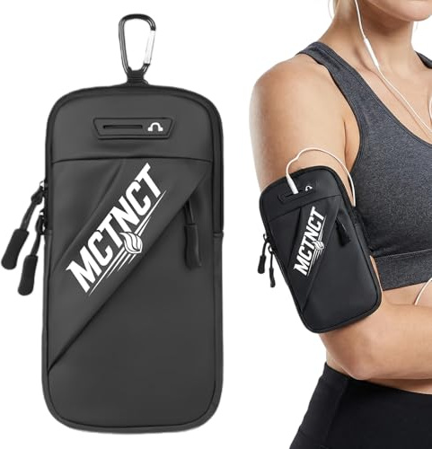 Bracciale Sportivo per Il Jogging,Regolabile con Tasca da Polso,con Tasca per Chiavi o Auricolari,Fascia da Braccio Porta Cellulare per Corsa,Adatto per telefoni da Meno di 7 Pollici