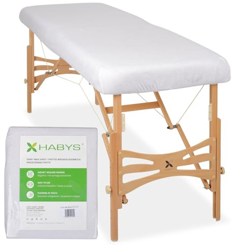 HABYS Frottee Bezug für klappbare Massageliegen | 1-teilig | 70-75/180-185 cm (Weiß)