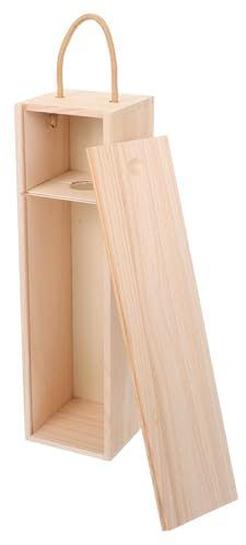 DIYEAH Coffret à Vin en Bois Naturel, Porte-bouteille Individuel avec Poignée Portable, Boîte de Rangement pour Bouteille D’alcool, Présent pour Fête, Mariage et Anniversaire, Accessoire