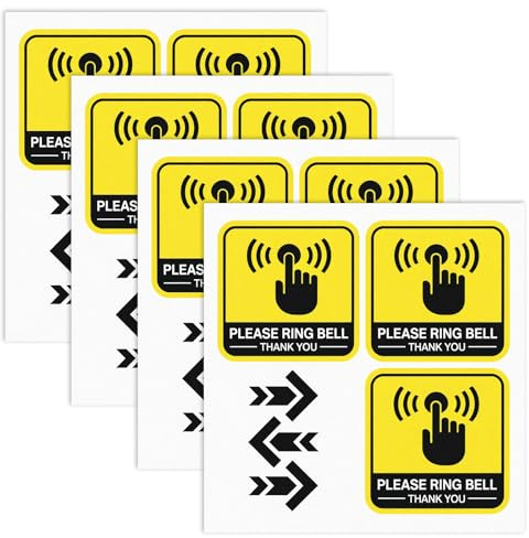 4PCS Please Ring The Bell Door Sign, Ymapinc 2Inch Self-Adhesive Doorbell Stickers with Arrow, Waterproof Tiny Sign, Please Ring The Bell Sticker for Home/Business/Office Outdoor Decal