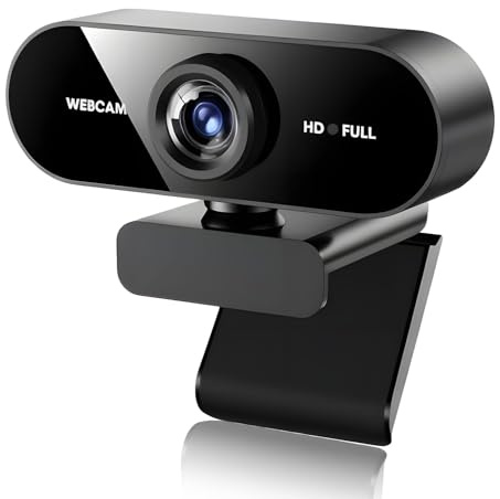 kcrnw USB Webcam for PC/Laptop 1080P 30fps HD Web Camera 125° Wide Angle | Computer Camera with Stereo Microphone and Clip, Plug & Play, 360° Rotatable, Clear Streaming, for Zoom Skype Facetime Meetin