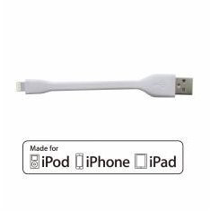 Phoenix - USB Macho a Lightning Macho 10 cm Certificado Oficial Apple mfi iPhone 5 6 7 iPad Mini iPad Pro iPad 2 4 iPad Air iPad Pro Carga sincroniza OTG Ultra Compacto Goma Blanco