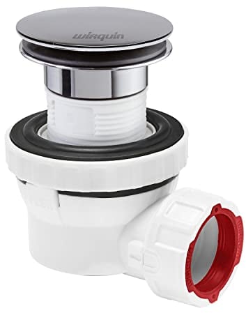 Wirquin 30723974 Ensemble bonde et siphon ultra compact Quick-Clac pour lavabo Nano 6.7, chromé et blanc, en Polypropylène