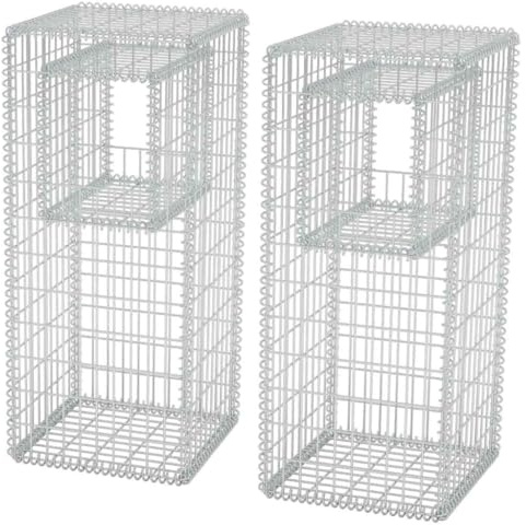 vidaXL Gabionenkorb Pfosten/Pflanzkasten 2 Stk. Stahl 50×50×120 cm