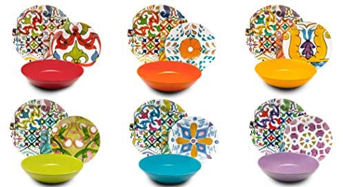 Excelsa - Vajilla Lisbona de 18 piezas, en porcelana y cerámica, multicolor