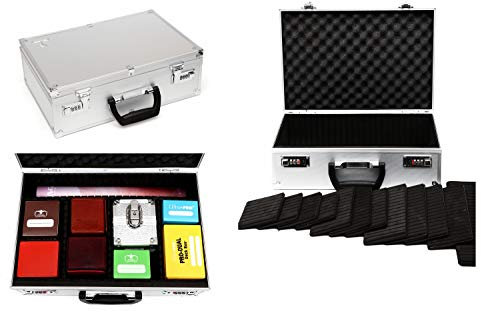 KakapopoTCG TC-A5 Silver Lockable Storage Case with Sliding Divider Walls for TCG, Deck Box, Card Games, MTG, Magic, FaB, Yugioh, Dominion, Trading Cards, Board Games