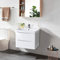 NRG 600mm Gloss White 2 Drawer Wall Hung Bathroom Cabinet Vanity Sink Unit with Basin