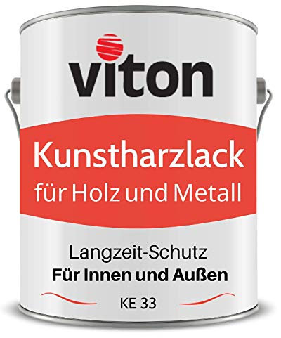 Viton Kunstharzlack für Holz und Metall - 0,7 Kg Alkydharzlack für Außen - Einschichtig, Seidenmatt, Beige - Bootslack-Qualität - Lange Haltbar & Widerstandsfähig - KE 31 - RAL 1015 Hellelfenbein