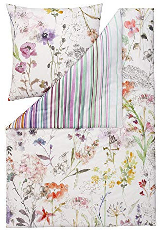 ESTELLA Feinflanell Bettwäsche Floral multicolor 1 Bettbezug 155 x 220 cm + 1 Kissenbezug 80 x 80 cm