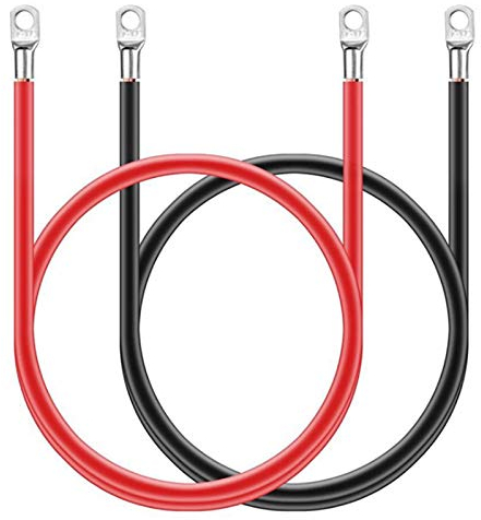 SHFSDHF 2 Pezzi Cavo Batteria Kit Cavo Rosso e Nero Cavo Batteria con Occhielli Cavo Batteria 16 mm² Cavi Inverter con Connettori per Batterie di Alimentazione e Batterie di Trazione 2AWG 16mm² 50cm