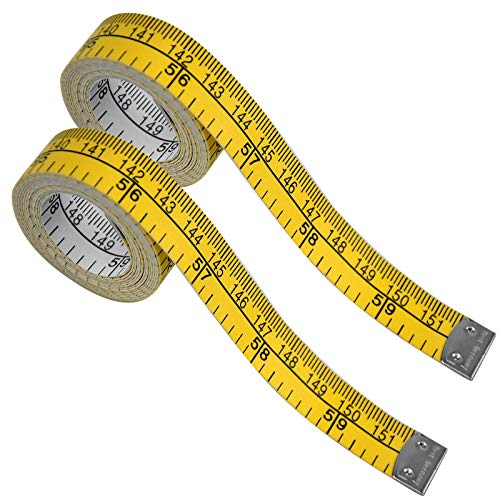 Schneidermaßband, 2 Pack 150 cm/60 Inch Flexibles Maßband，2 in 1 Maßband mit CM und INCH Skalierung für Körper-Fett, Rollmaßband, Messband