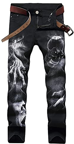 Baylvn Jean skinny pour homme - Style décontracté - Coupe ajustée - noir - 50