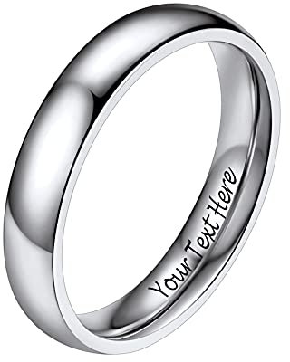 PROSTEEL Herren Trauring hochglanzpoliert personalisiert Bandring Größe 59 Simpel Edelstahl 4mm breit Band Ring Partnerring für Männer Modeschmuck Accessoire für Weihnachten