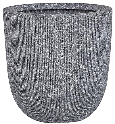 Maceta de Poli Resina Gris Jardinera de Flores 38 x ø 37 cm Accesorios de decoración Interior al Aire Libre Minimalista Moderno Chios