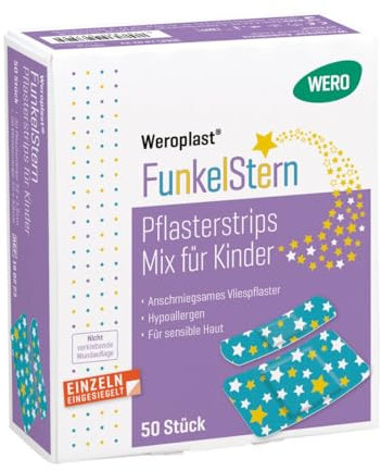 Weroplast FunkelStern Pflasterstrips Mix für Kinder, 50 Stk/Pkg