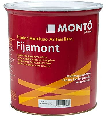 Fijamont. Imprimación Fijadora al Disolvente Transparente de Máxima Penetración en Soportes Porosos, Pintados o de Obra Nueva, Antihumedad. (4L)