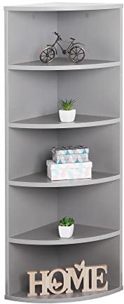 RICOO Eckregal Hängend 110 x 33 x 33 Grau, Spanplatte aus Holz, Hängereral WM059-PL, Regal Wand, Bücherregal Eck Wandregal Ecke Küchenregal Wandboard Eckwandregal Schweberegal