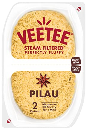 VEETEE Microwavable Pilau Rice Twin Pot, 250 g (Pack of 6)