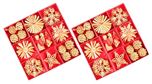 EXCEART 2 Kisten -anhänger Hängende Verzierungen Weihnachtsschmuck Zum Aufhängen Weihnachtsbaumspitze Aus Stroh Weihnachtsbaumdekoration Hausschmuck Weben Ornament