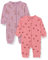 PIPPI Unisex Baby Nightsuit-Zipper (2-Pack) Pajama Set, Dusty Rose, 68