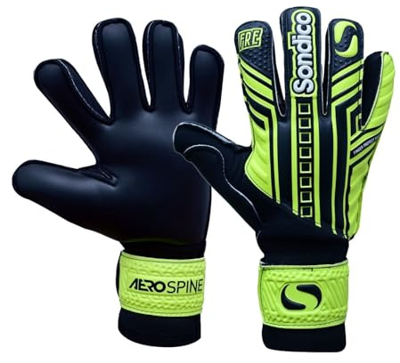 Sondico Unisex AquaSpine Junior Goalkeeper Gloves Black/Yellow 5