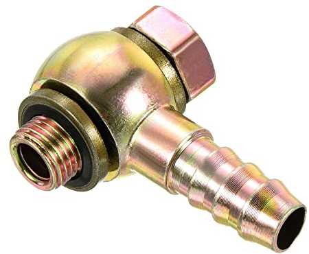 PATIKIL Schlauch Stachel Anschluss Ellenbogen 10mm Kohlenstoffstahl Goldton | Rohr Adapter Anschlüsse, M10x1 Außengewinde, Ersatz für Luft Wasser Heizöl