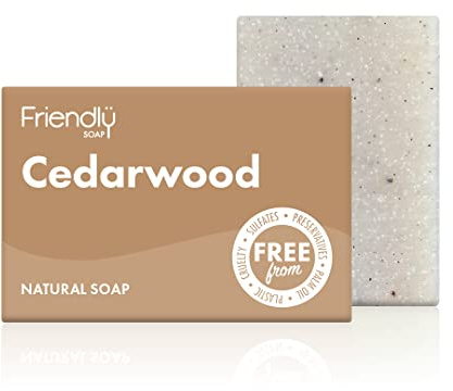 Friendly Soap - Soothing & Woody Cedarwood (95g), Plant-Based, Cruelty-Free, Made By Hand, No Preservatives or Sulphates, Sustainable