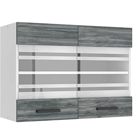 Belini Hängeschrank Küche, Küchenschränke SGW. Breite 80 cm. Oberschrank mit 2 Türen, Küchenhängeschränke, Wandschrank Hängend, Glamour Wood