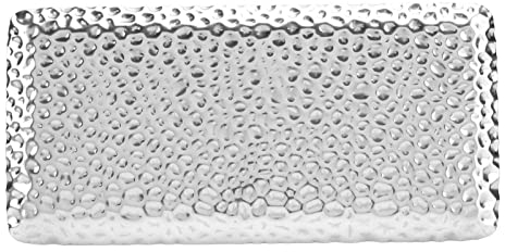 Vassoio Martellato, Squisito Vassoio da Portata Rettangolare in Acciaio Inossidabile per Soggiorno, Camera da Letto, Bagno, (D'argento)